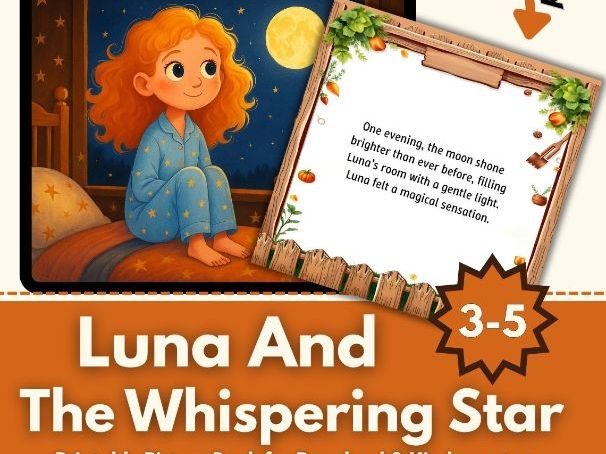 Luna and the Whispering Star – Magical Bedtime Story for Kids | Printable Picture Book Moon & Star