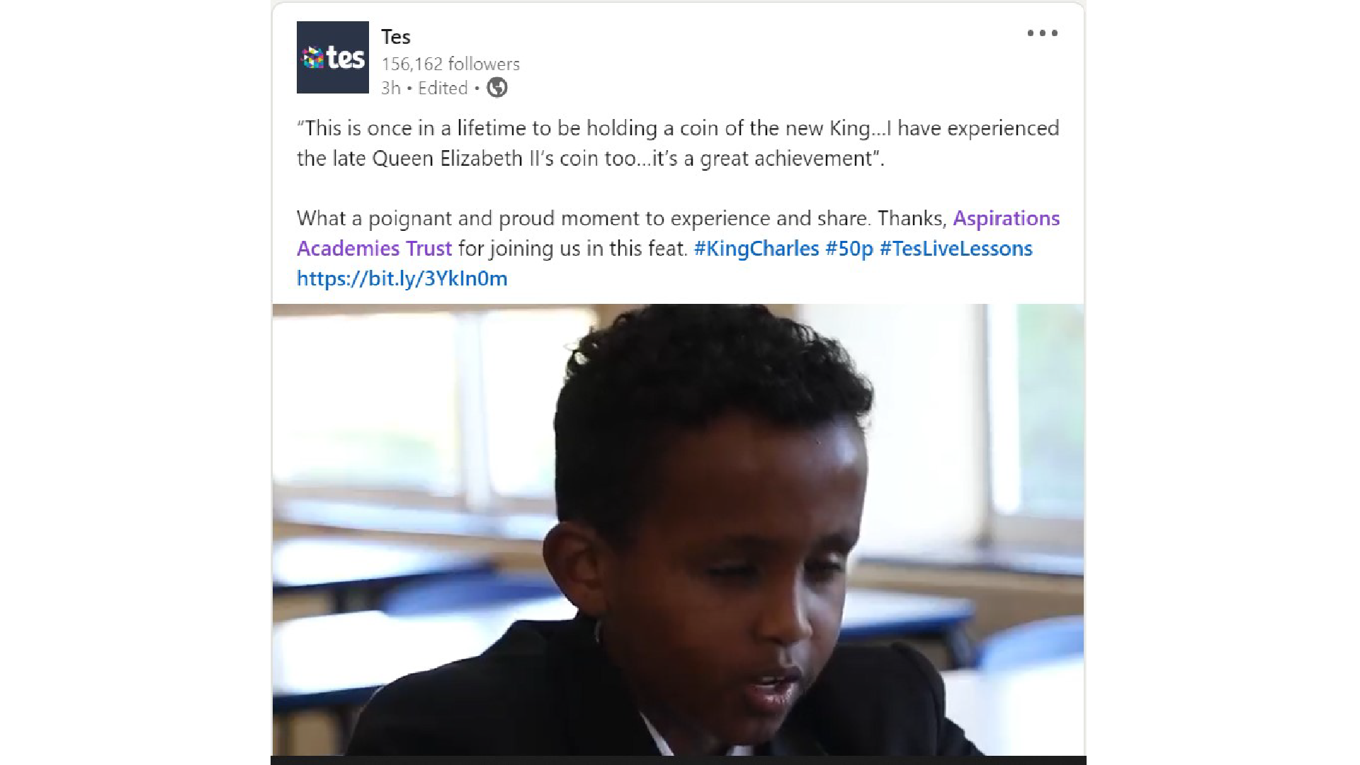 Tes delivers third Live Lesson in schools on New King Charles coins