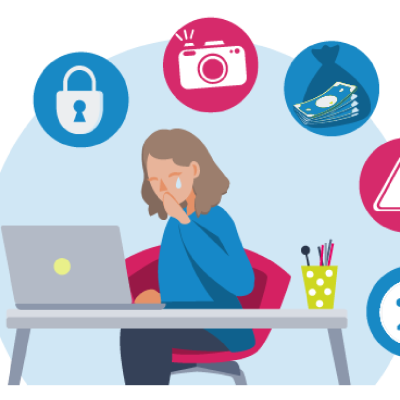 Teacher looking at safeguarding topics on their laptop