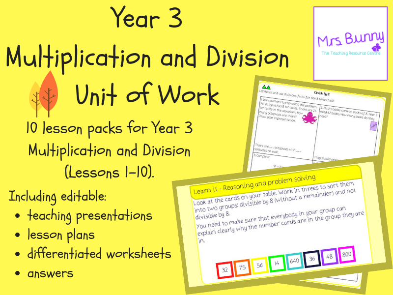 Year 3 Multiplication and Division Unit Pack (Autumn Block)
